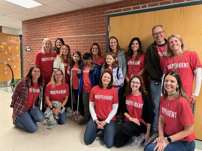 Happy White Cane Day from <a href="/AHSD25Westgate/">Westgate Elementary</a>! We were so happy to see so many teachers and staff sporting their “Independent” t-shirts. What a great show of support and raising of awareness! 🦯❤️ <a href="/NSSEO_org/">NSSEO</a>
