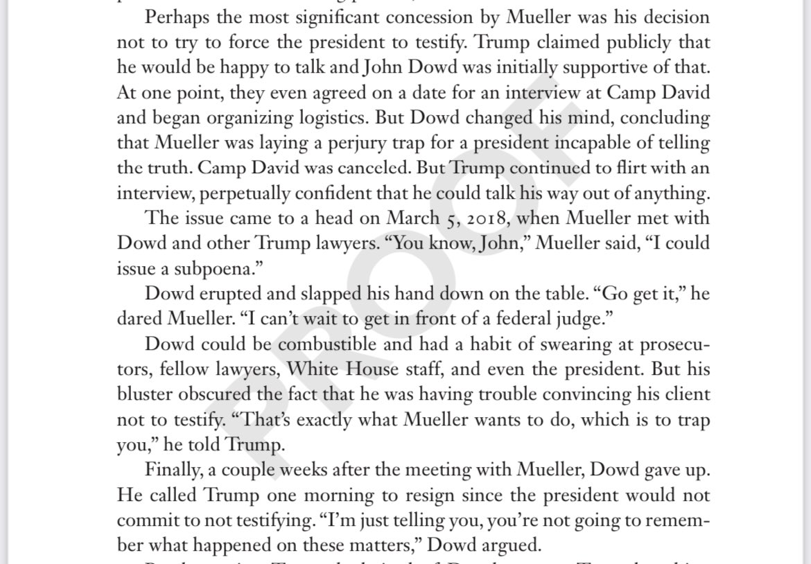 Will Trump eventually agree to testify? Not if history is any guide. As recounted in 'THE DIVIDER: Trump in the White House, 2017-2021,' he said he would talk with Mueller but never did. His lawyers thought it would be folly since he couldn't keep his story straight.⁦@sbg1⁩