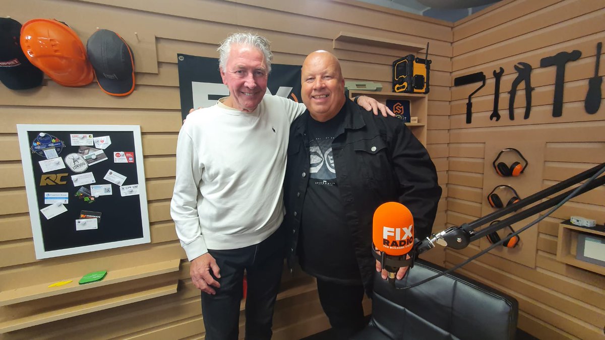 Had a fantastic chat in the studio @FixRadioUK today with the #Legend @tommy_walsh lookout for a special #podcast coming soon. So pleased to see him on the mend. Thank you mate. #cleanitfixit #homesunderthehammer @DionDublinsDube @LucyAlexanderTV