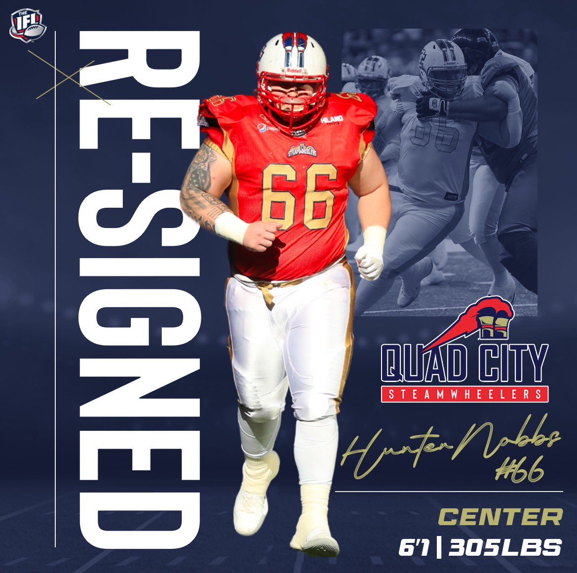 QCSteam's tweet photo. The Quad City Steamwheelers are excited to announce that we have re-signed 2022 @IndoorFL All-Rookie C @_HunterNobbs_.

#sQUADCITY | #FullSteamAhead 🚢💨 https://t.co/cZ7YJBBK7s