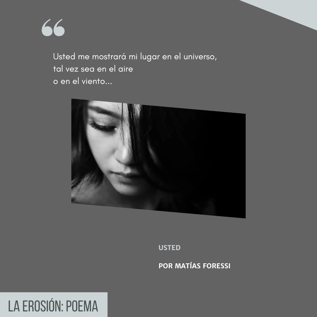 revislaerosion's tweet photo. ✍🏻"Usted", escrito por Matías Foressi, estudiante de Lengua y Literatura (3°24).

👉🏻Link en bio. https://t.co/SyRjbCP0Yn