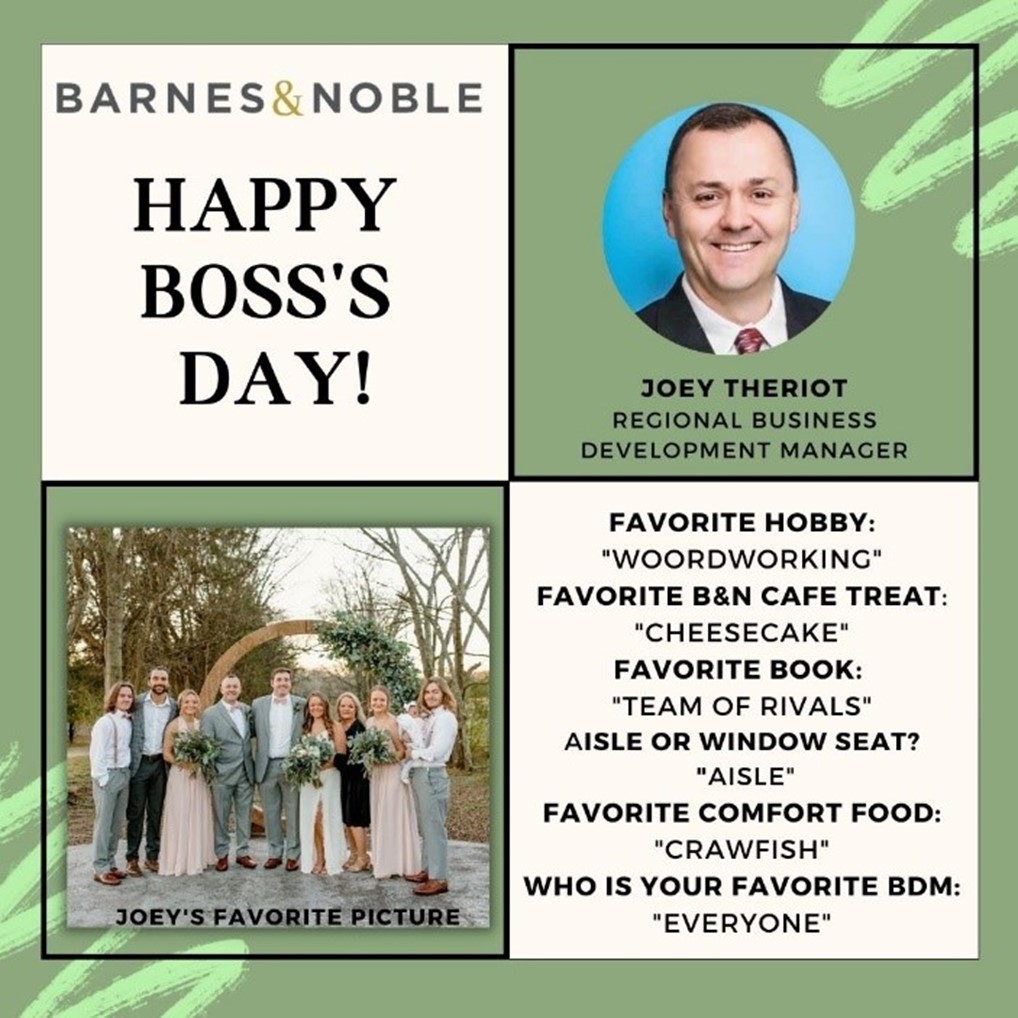 bn_corporate's tweet photo. In honor of Boss’s Day, we would like to show appreciation to our leaders. Our leaders help us and guide us daily to provide the best products and service to the array of customers we service on a daily. Thank you for all that you do! @joey_theriot #BossDay #BestBossInTheWorld https://t.co/5qXWcjxZpo