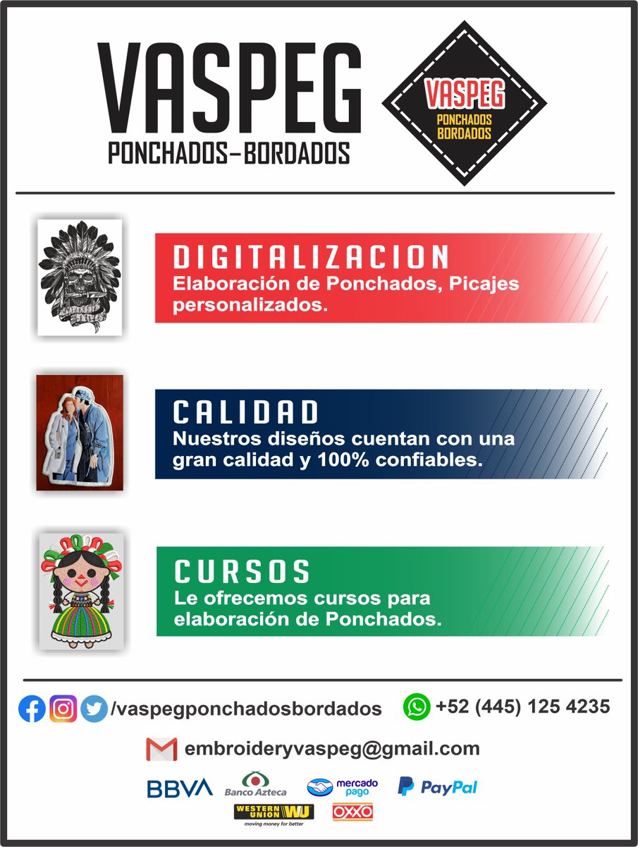 VaspegPonchados's tweet photo. #picaje #picajes #bordado #bordados #ponchado #ponchados #mexico #eua #colombia #brasil #argentina #chile #uruguay #Espana https://t.co/f7qXWmeFnF