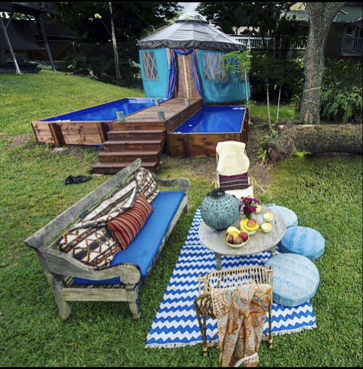 ohanayurts's tweet image. The meditation pool is attached to what we now affectionately call the “Moroccan Yurt” because of the Interior design.  Stay tuned for interior pics...   #yurtliving #hawaiilife #smallbackyard #glamping