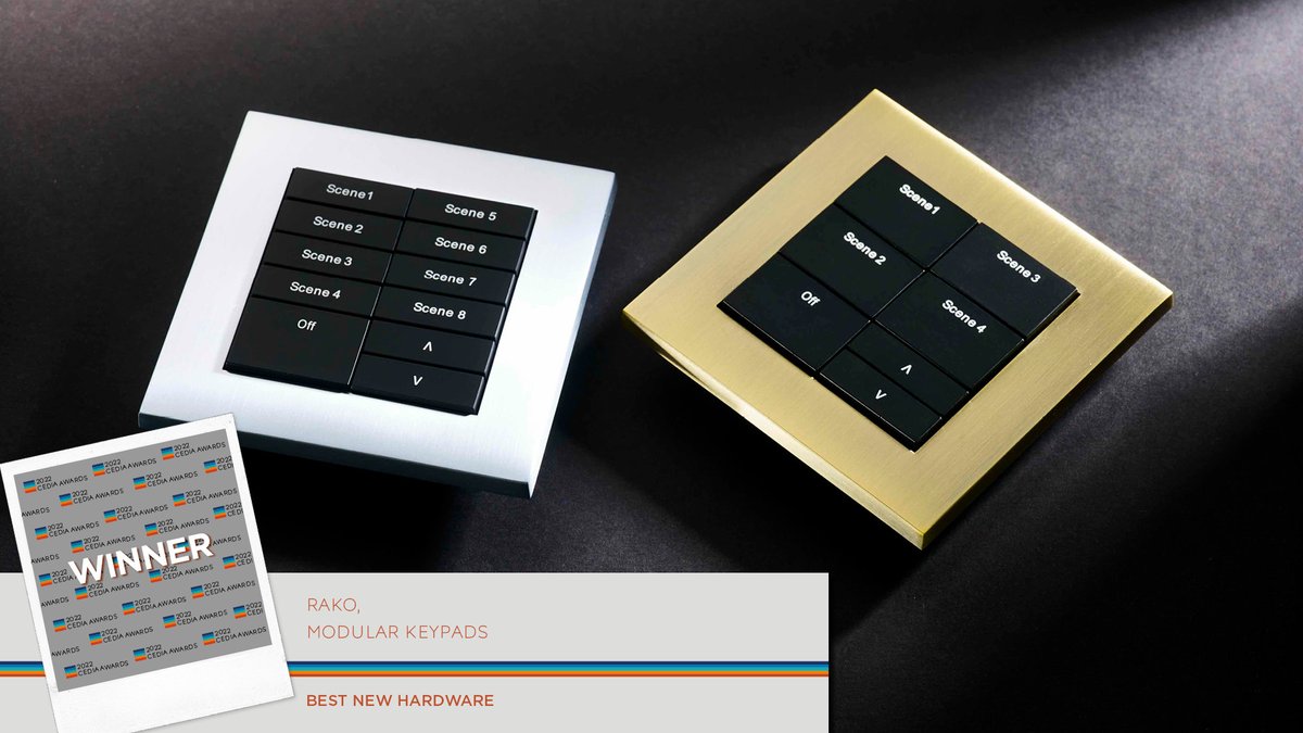 The first Trade Supplier category of the night. The Best Hardware award goes to British Manufacturer, <a href="/RakoControls/">Rako Controls</a>, for its Modular Keypads #CEDIAAwards