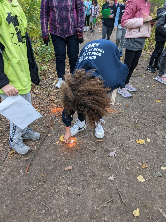 Today, our sixth grade geologists did a nature walk and used the Wentworth scale to determine the size classifications of rocks. #TimberwolfWay