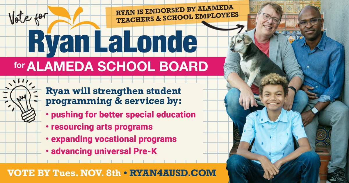 QueerSpawn's tweet photo. Hello #Alameda - You should have your ballots! I hope I have your vote for Alameda School Board. #alamtg #AlamedaCA #AUSD #November8th #Election #AlamedaCity #Ryan4AUSD https://t.co/Zjrmm8SM0X