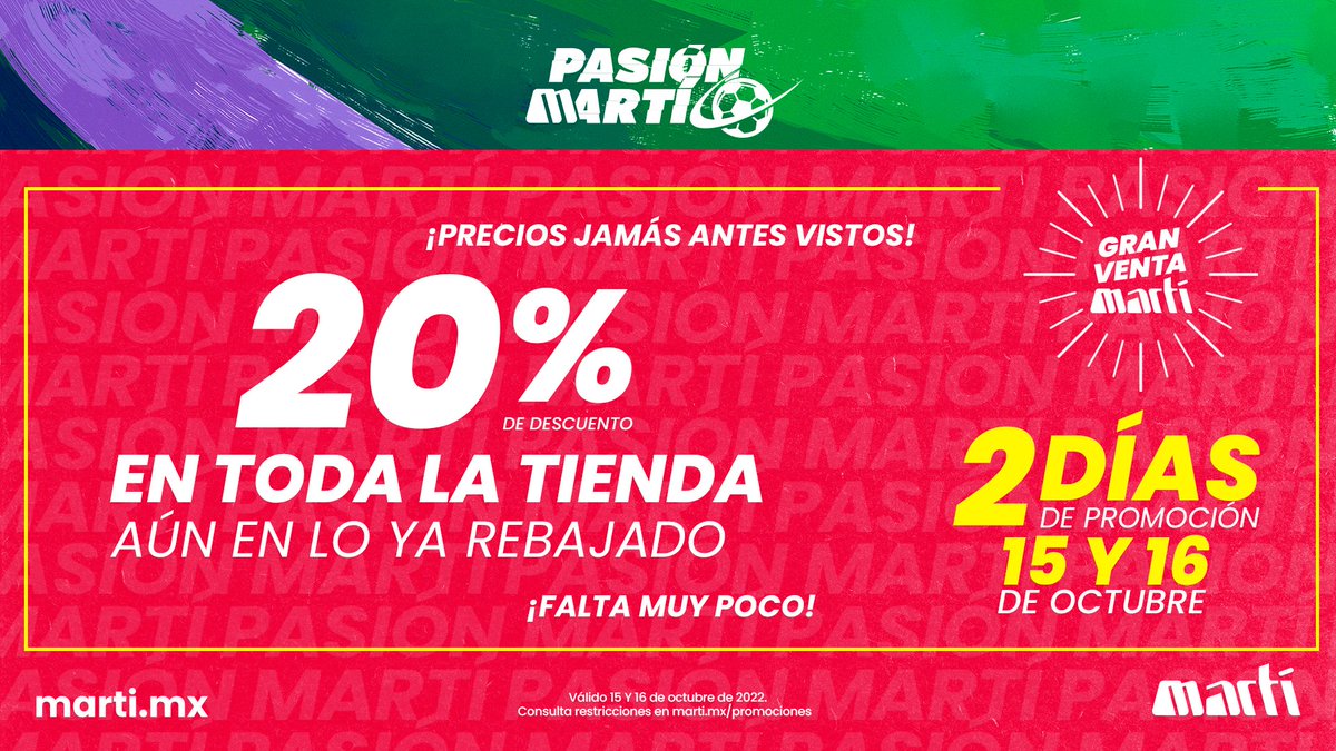deportesmarti's tweet photo. ¡Las #RetasFIFA están a punto de empezar en https://t.co/ScsXE6eCy5!

Entra y mañana no olvides visitarnos para aprovechar la Gran Venta Martí! https://t.co/ucLTiOhqbL