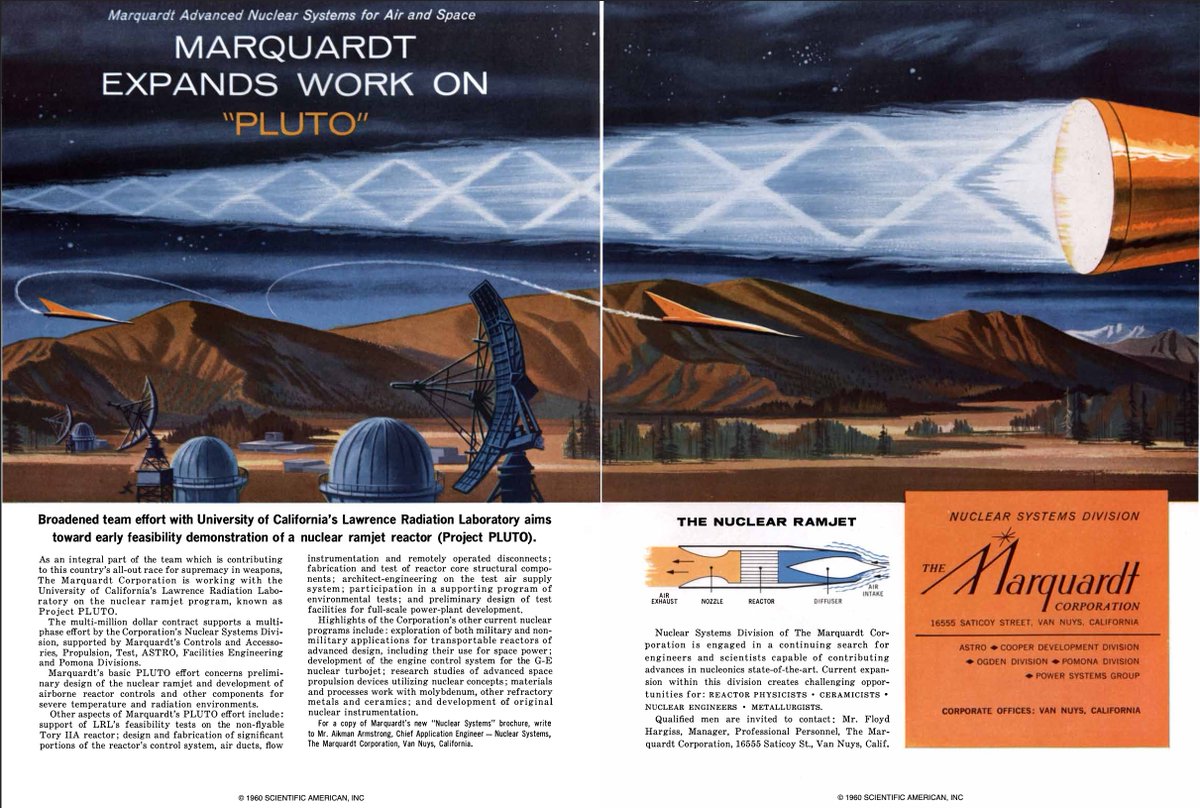cwsteinbach's tweet photo. Here's another recruiting ad from the May 1960 issue of Scientific America, this time for Project Pluto: https://t.co/N0iI1YuH9M