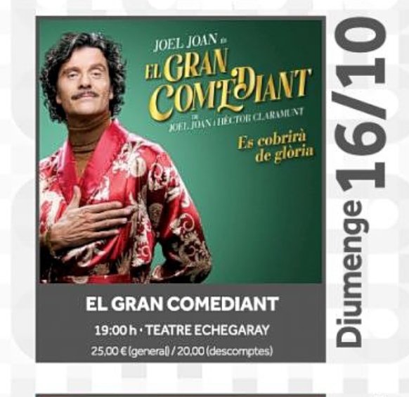 CompanyStas's tweet photo. #16oct22
@Julivertcat a Tafalla
11h CANTS D FAENES AGRÍCOLES @noeliatitana @lallavor_almenara @susanadiaztejedor a Sagunt
12h
~@xiula a Cantonigròs
~@OHFestivala Mon S Benet
~#RobinSecret a S Cugat/Mercantic
2/4 d1hV @NElctric
a @elpetrolialcoi
7hV @JoelJoanJuve a Ontinyent https://t.co/vsXimrJwwW