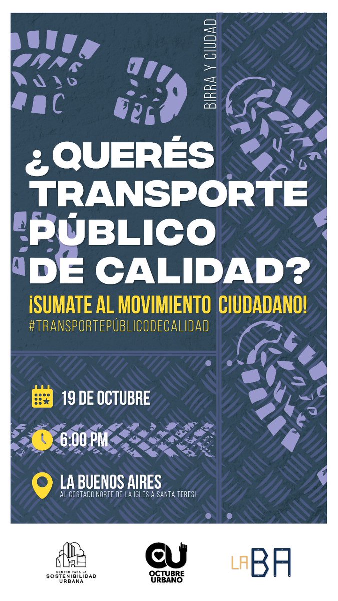 En el marco de Octubre Urbano, volvemos a tener Birra y Ciudad, un espacio casual donde nos tomamos alguito y hablamos de temas urbanos
 
Esta vez vamos a hablar sobre cómo involucrarnos como ciudadanía en el tema de transporte público

¡Nos vemos en la Buenos Aires el miércoles!