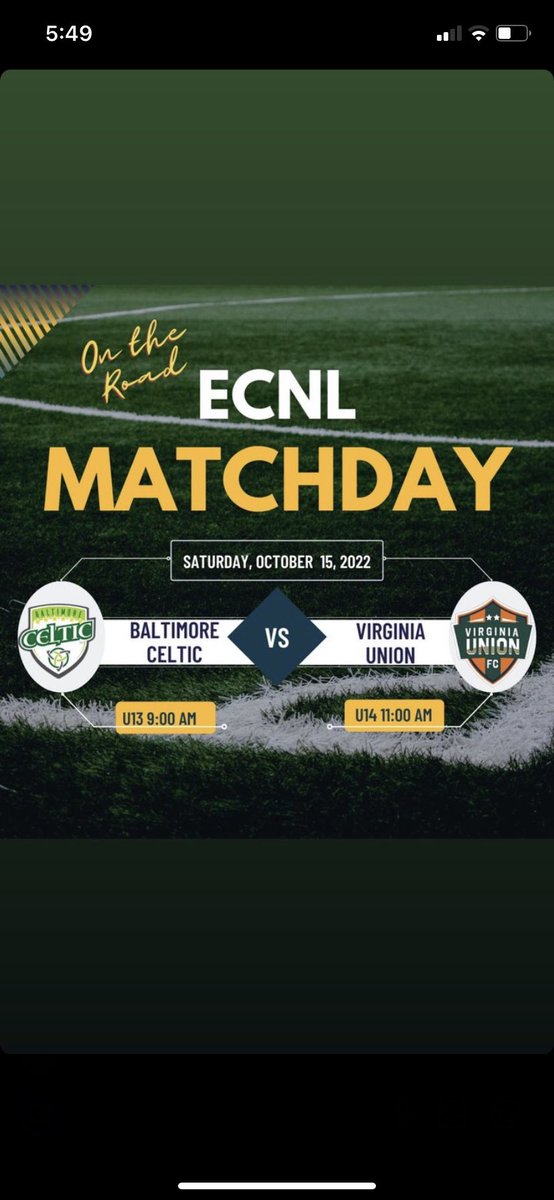 On the road tomorrow for games against @VaUnionFC Let’s go boys! <a href="/BaltCelticSC/">Baltimore Celtic Soccer Club</a> <a href="/ECNLboys/">ECNL Boys</a> #RepCeltic