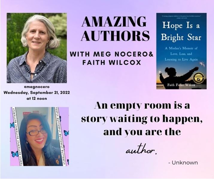 In a recent podcast with award-winning author Meg Nocero, I spoke about love, loss, and finding meaning in life after my world was changed forever. Discover these themes and more as we discuss my book, Hope Is a Bright Star. faithwilcoxnarratives.com/blog/2022/10/3…