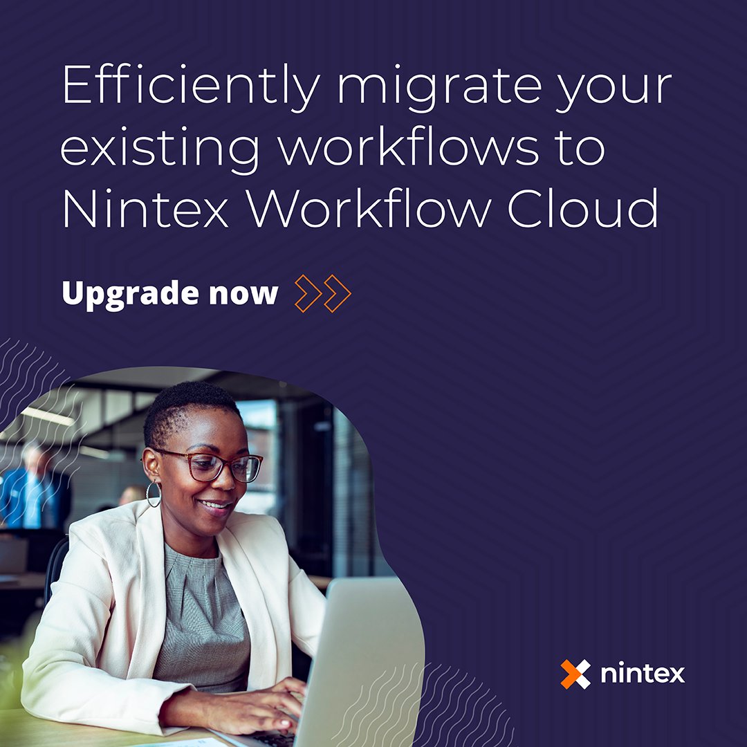 Nintex's tweet image. Moving to the cloud doesn&apos;t have to be intimidating. Learn more about how to make a seamless transition with #NintexAutomationCloud. Watch now: bit.ly/3cAUmUf #NintexWorkflowCloudUpgradeProgram