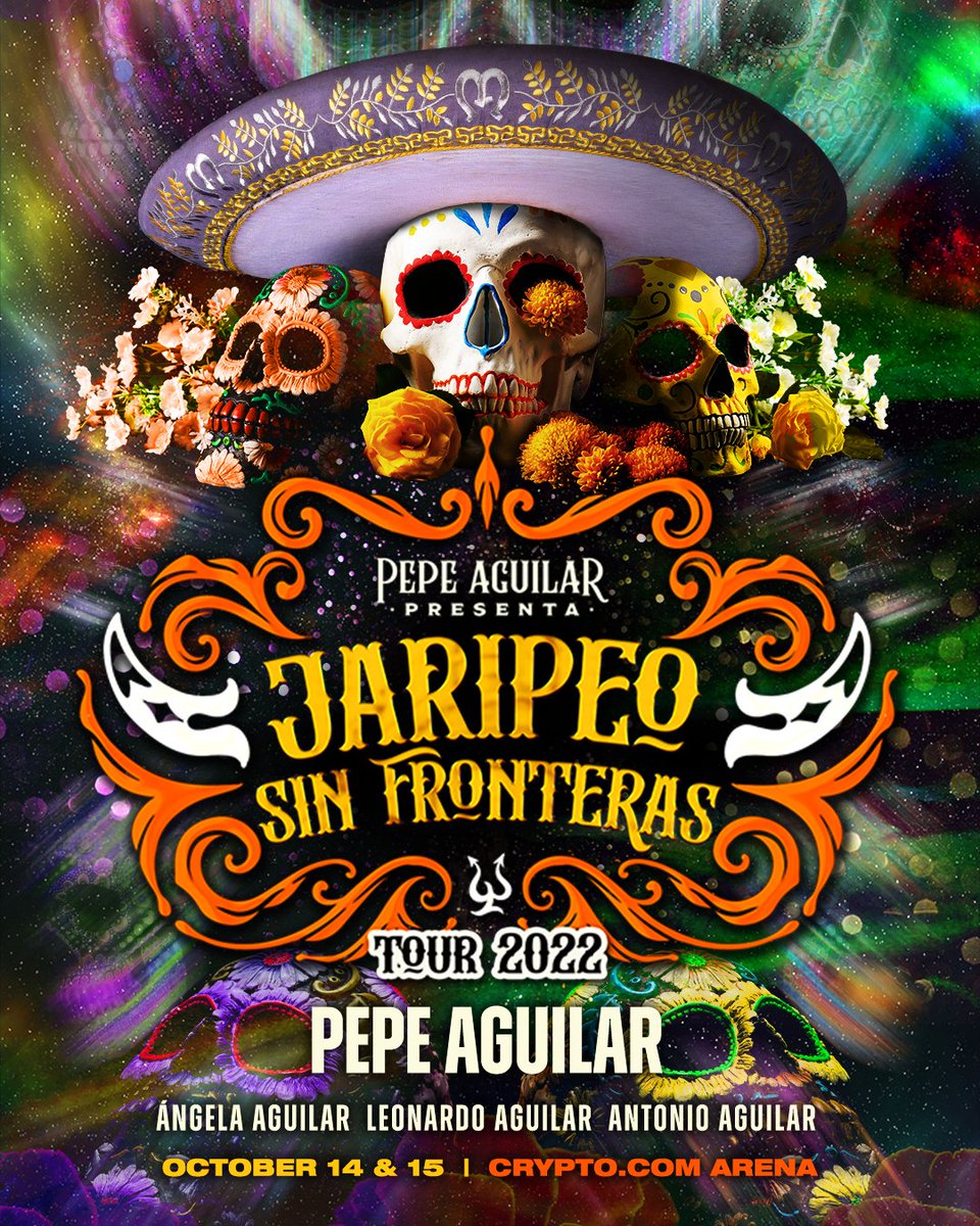 cryptocomarena's tweet photo. Welcome back Pepe Aguilar, Ángela Aguilar, Leonardo Aguilar, &amp; Antonio Aguilar Hijo! Doors open at 7pm and the show starts at 8pm. https://t.co/4pYQmpeCuV