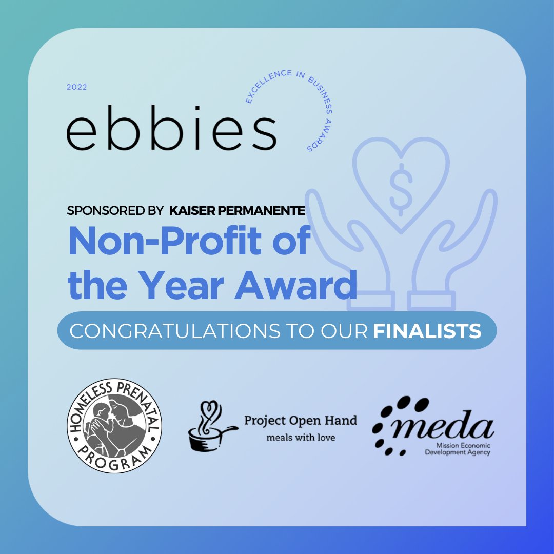 SF_Chamber's tweet photo. Announcing the Finalists for this year's #Ebbies Non-Profit of the Year Award, sponsored by @aboutKP! Each mission-driven organization is a leader in the #nonprofit sector. Nominees include:
@HPP_SF
@ProjectOpenHand
@medasf
๐: https://t.co/5IJbCbBF5h https://t.co/kFda7oatsC