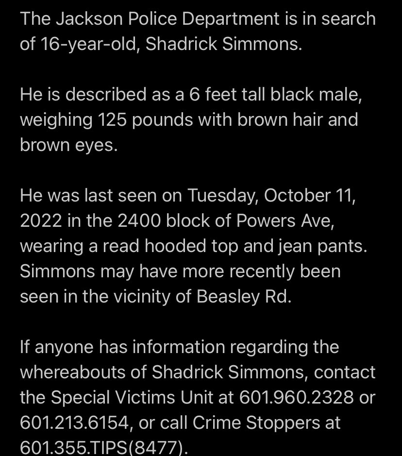JacksonMSPolice's tweet photo. #MissingRunaway https://t.co/C1UloYkHM5