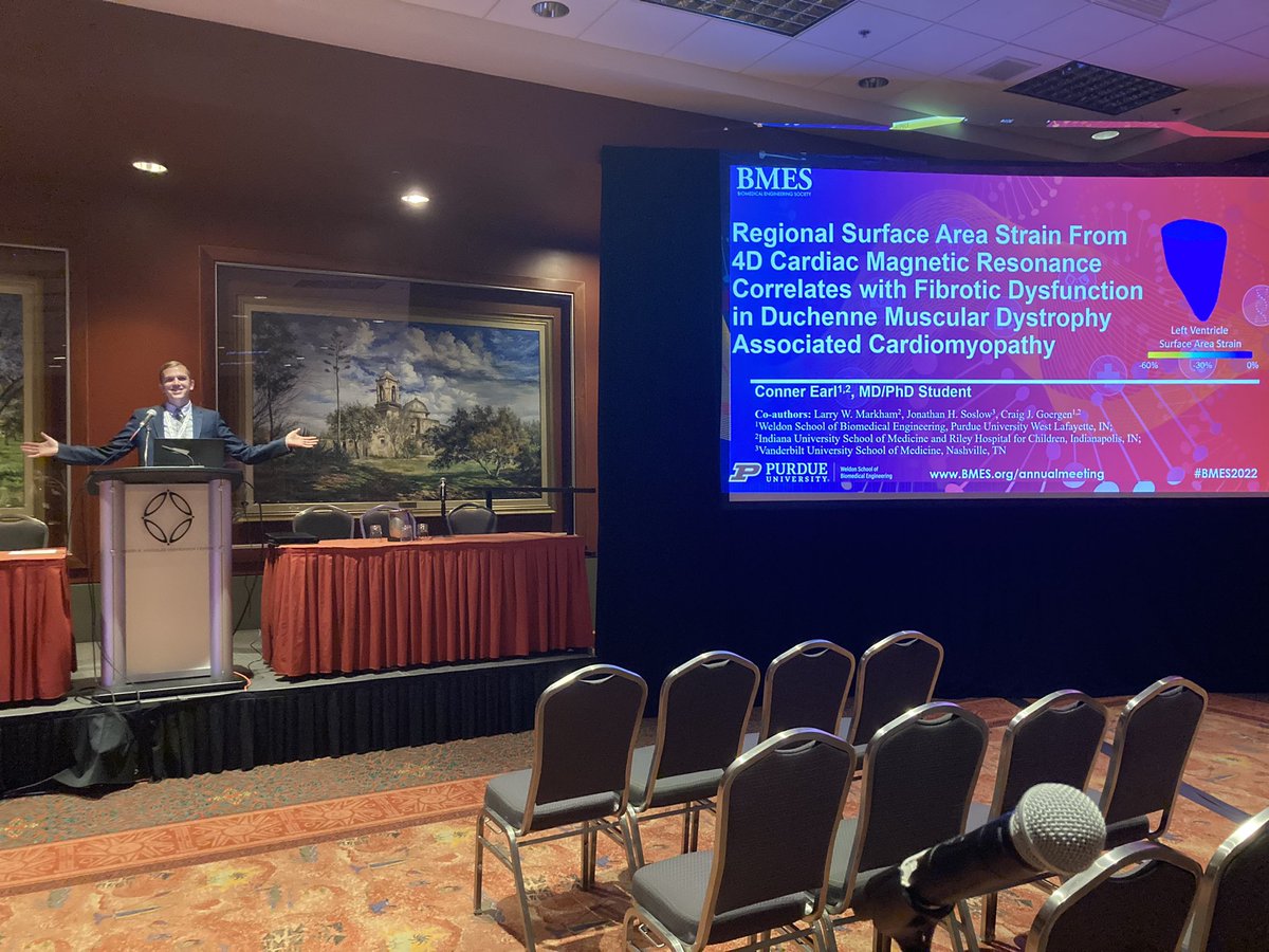 Looking forward to <a href="/Conner_C_Earl/">Conner Earl</a>’s talk on strain from 4D cardiac MR in Duchenne Muscular Distrophy patients during the Cardiovascular Biomechanics I session! <a href="/CVIRLab/">CVIRL</a> #BMES2022