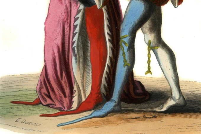 you know these wack ass shoes that medieval men used to wear. they're called poulaines and apparently there's a lot of archaeological records of men who used to wear them having fractures in their arm bones because these mfs were always tripping and falling tf down 