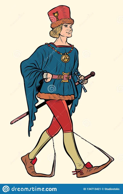 you know these wack ass shoes that medieval men used to wear. they're called poulaines and apparently there's a lot of archaeological records of men who used to wear them having fractures in their arm bones because these mfs were always tripping and falling tf down 