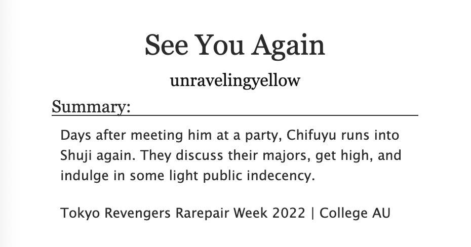 yellowunravels's tweet photo. My next little prompt for #TRRarepairWeek ✌️

Hanfuyu | College AU | Rated: T

Check it out here: https://t.co/D5CarVnGPG https://t.co/NoXZ9CTVE8