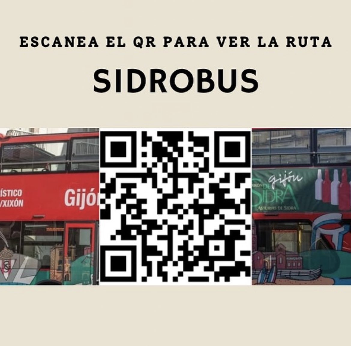 Hoy sale el SIDROBUS!!! 🚌 Coge tu pañuelo verde de Gijón de Sidra, DOP Sidra de Asturias y escanea este QR para conocer la ruta. 
Salidas: 
• Viernes 14
• Sábado 15
• Viernes 21 
• Sábado 22. 
Horario: De 20:00 a 00:00h.

A disfrutar!!!🚌😋🍾