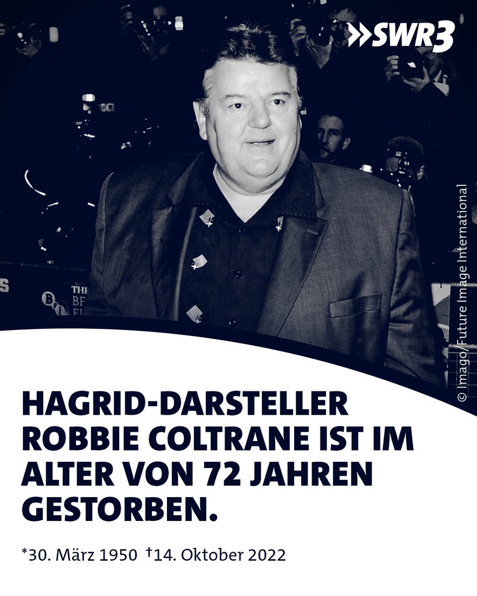 swr3's tweet photo. Trauer um #harrypotter Star  #RobbieColtrane .Der britische Schauspieler spielte den Wildhüter in der Harry-Potter-Reihe und entzückte die Fans mit deiner sympathischen Art🖤 https://t.co/EqshaQ3fYj