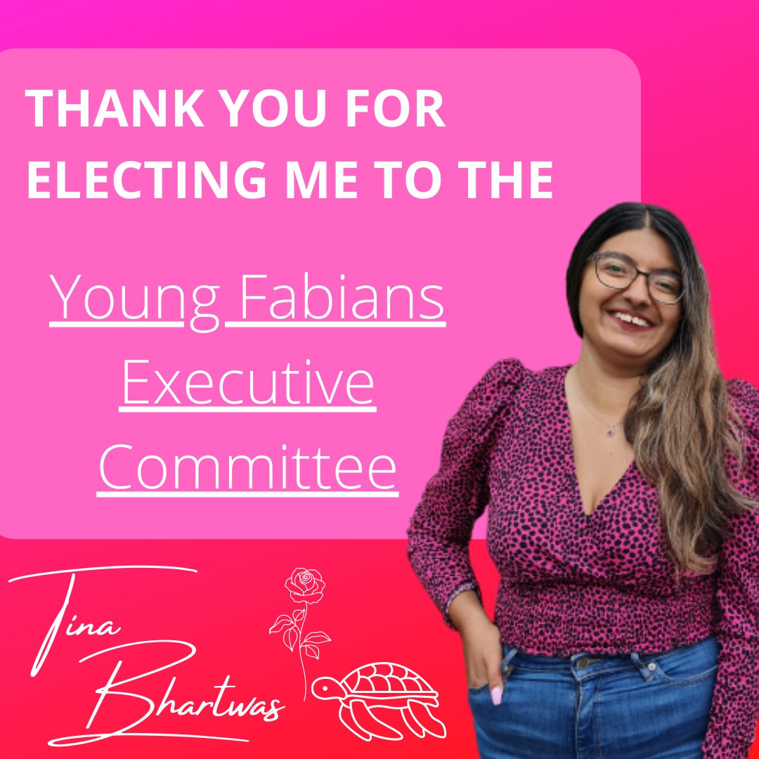 Over the moon to have been elected to the <a href="/youngfabians/">Young Fabians</a> exec!🎉🐢

I'm looking forward to getting to work with the new team💃 and delivering for members on:

➡️Diversity &amp; Safeguarding.
➡️Regions &amp; Nations representation
➡️Strengthening YF ties in the UK &amp; internationally