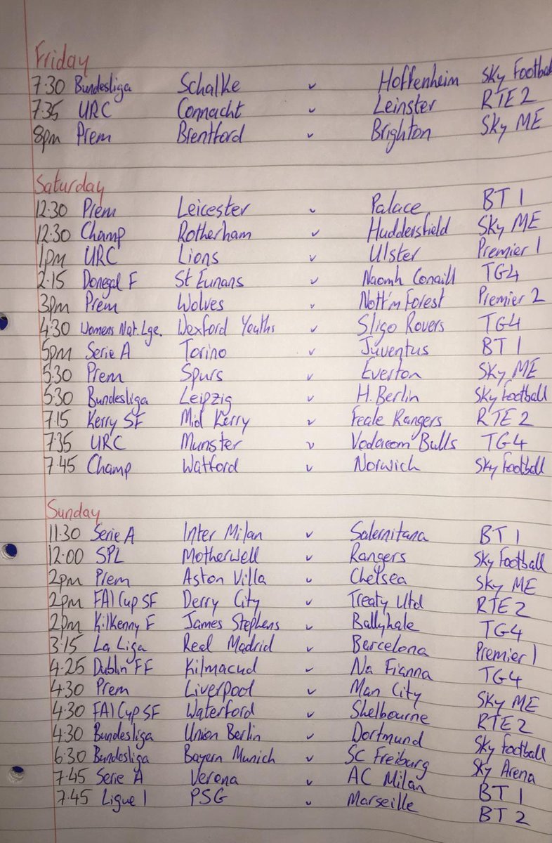 One of the best weekends of sport ahead folks I nearly ran out of ink/tippex writing her out. Shoutout this week to the Irish ladies who successfully qualified for the World Cup well done girls 💃Have a fantastic one 🍺 

This week is sponsored once again by Ógie recruitment