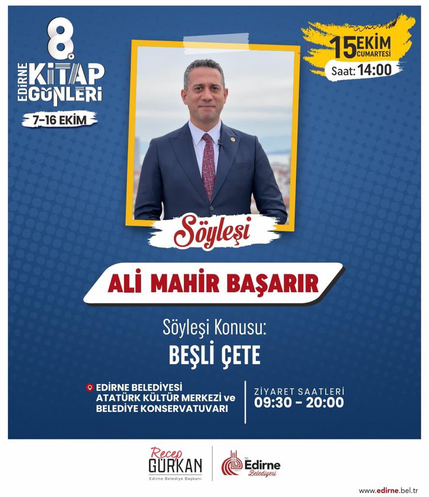 recepgurkan's tweet photo. Edirne 8. Kitap Günleri, bu hafta sonu da söyleşiler ve imza günleri ile  birbirinden değerli yazarları ağırlamaya devam edecek. 

Tüm hemşehrilerimi 15-16 Ekim'de 
Atatürk Kültür Merkezi ve Belediye Konservatuarı'na bekliyorum. 

#EdirneKitapGünleri https://t.co/jewZDZsE8P