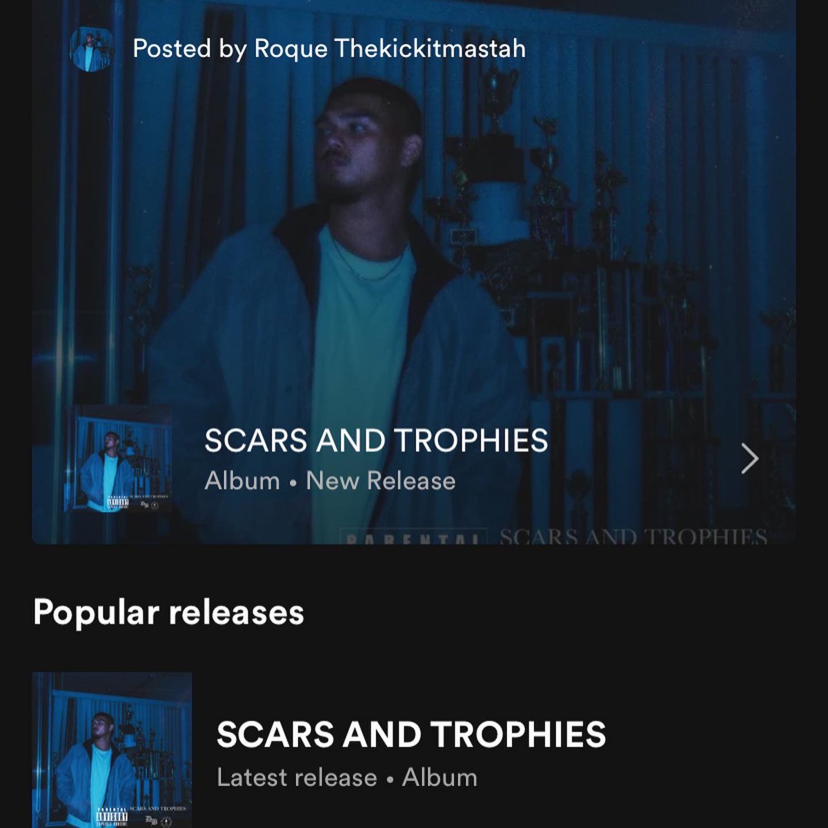 DRoqueD's tweet photo. Scars &amp; Trophies Out right now 🏆

https://t.co/K0hfk5OHGC https://t.co/z3VTXfKelD