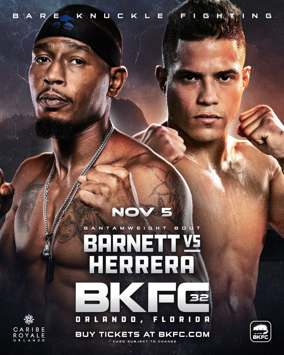 Reggie Barnett Jr. will face arguably his toughest opponent to date, UFC veteran Gene Herrera, in the main event at BKFC 32! Tickets: bit.ly/3yGzu61 PPV: BKFC.com