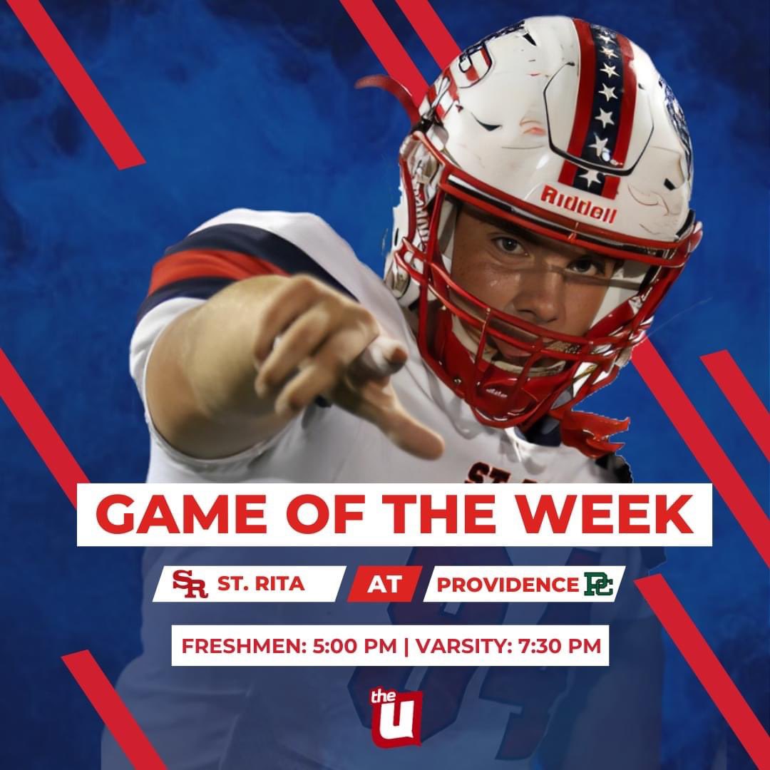 StRitaHS's tweet photo. Our Mustangs have been selected as the Game of the Week on @wciu as they will travel to New Lenox to take on Providence tonight!

Freshmen play at 5:00 PM!
Varsity plays at 7:30 PM! 

To purchase tickets and stream both games, click here: https://t.co/it7gz40pGb

#TheU #GOTW https://t.co/tiUIqff89V