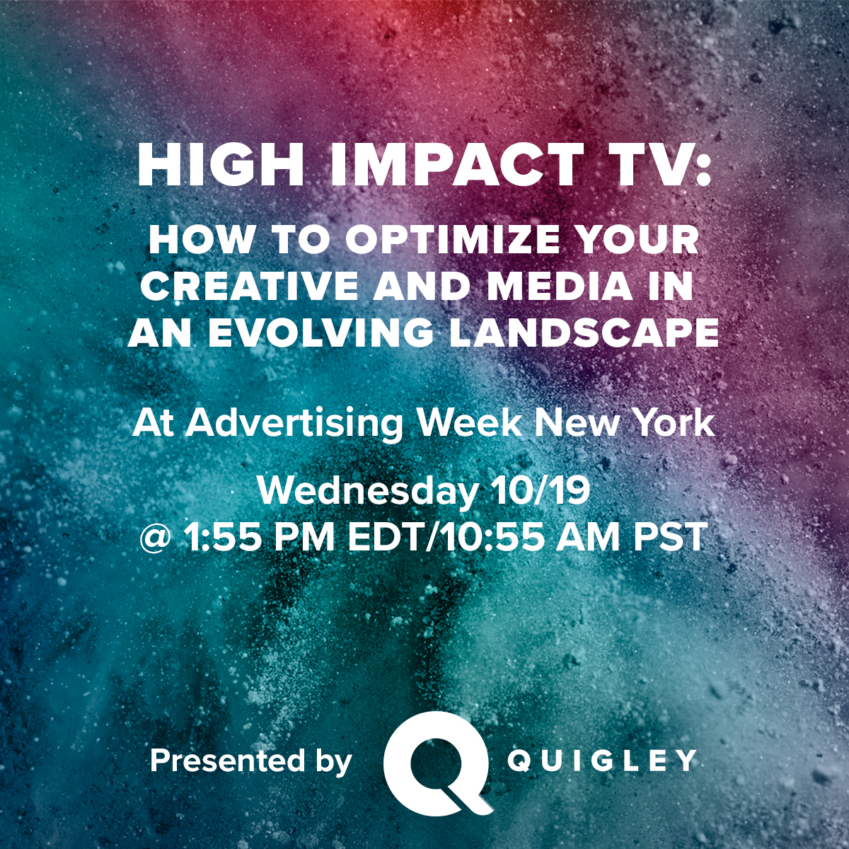 We’re excited to be presenting a session at #AWNEWYORK, featuring leaders from Quigley, Paycom, KERV Interactive, and the University of Phoenix. Join us in person or virtually. #greatmindsthinkunalike #marketing #adweek #Quigley