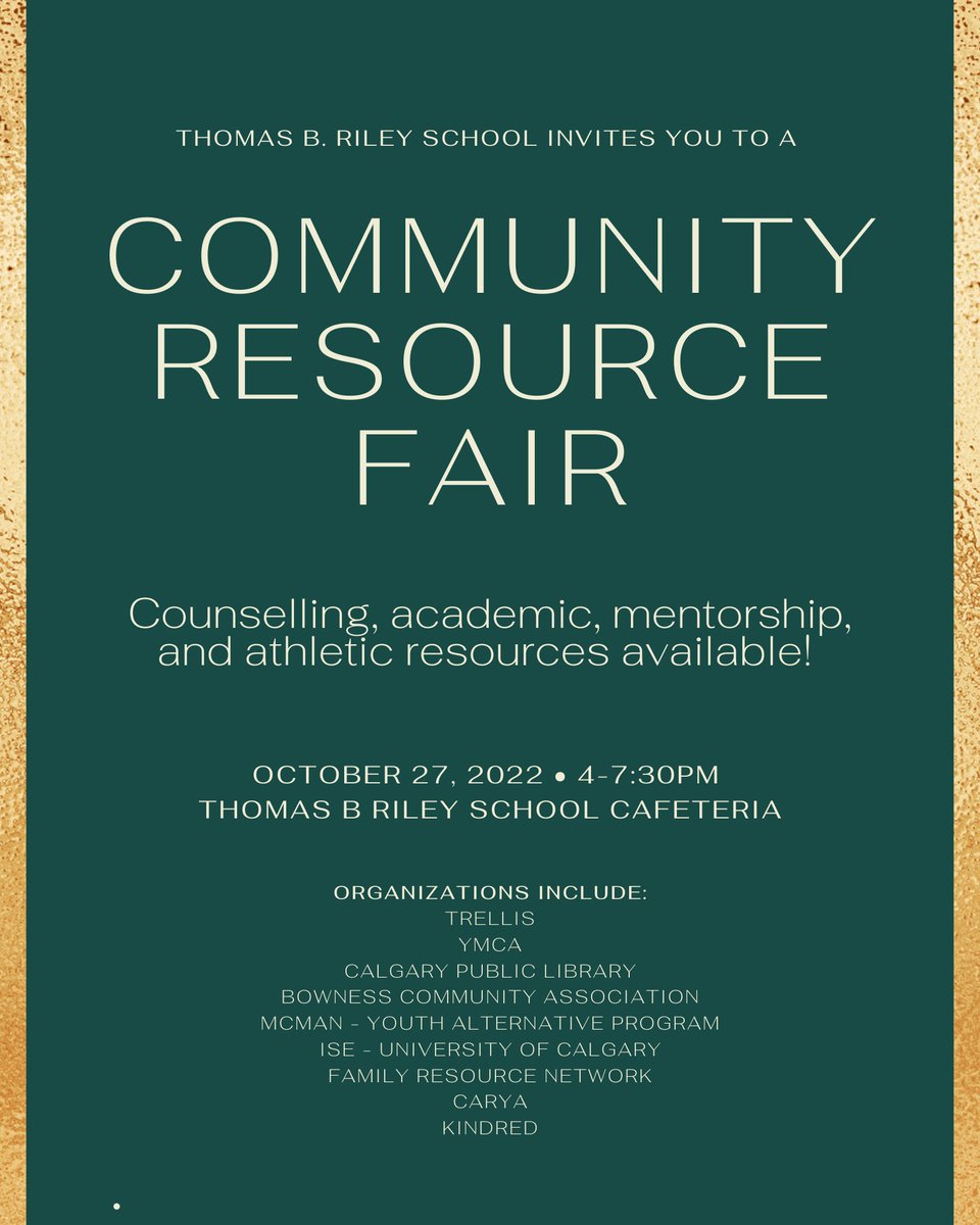 We are excited to be hosting a Community Resource Fair on October 27, 2022. Please drop by the cafeteria during Parent Teacher Conferences! #wearetbr #wearecbe