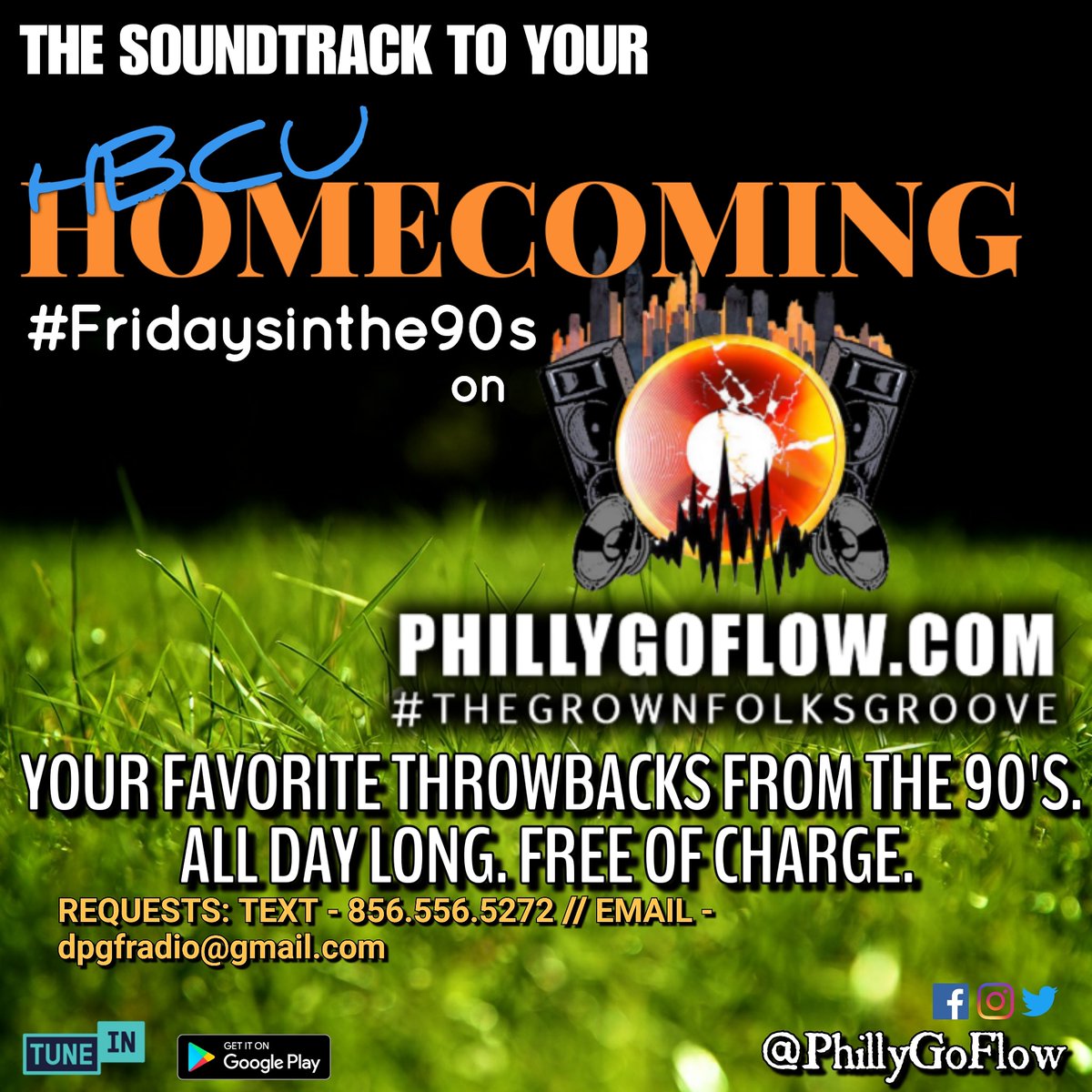 PhillyGoFlow's tweet photo. #ElizabethCityState, #Livingstone, #StAugustines, #NorfolkState, #SCState, #KentuckyState, #AlbanyState, #ClarkAtlanta, #MilesCollege

It's #HOMECOMING weekend. 

We got the soundtrack for all the 90's heads!
#FridaysInThe90s on https://t.co/G14I5oWF6Q https://t.co/rouH6DFOEN
