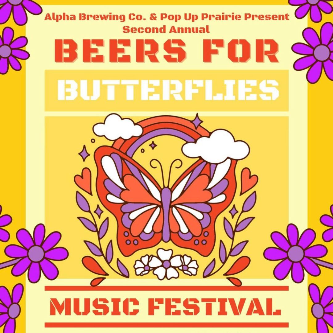Join <a href="/popupprairie/">Pop Up Prairie</a> and @AlphaBrewingCo at the Second Annual Beers for Butterflies Music Festival in McDonald Park tomorrow, 10/15, from noon-7pm! 🦋 There will be great food, great drinks, &amp; great music - ALL for a great cause. 🍺🎶
 
Learn more: facebook.com/events/1094406….