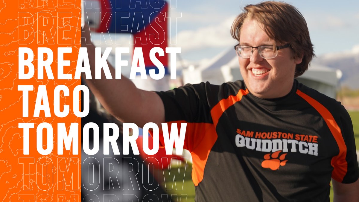 shsuquadball's tweet photo. Our Quadball Tournament called "Breakfast Taco" is tomorrow Bearkats! Show up and support your Sam Houston Quadball team! 👊

Time: 9:00am - 7:00pm
Place: IM Fields Next to Bowers Stadium.

#EatEmUpKats @SamHoustonState https://t.co/a3nn5MjjhJ