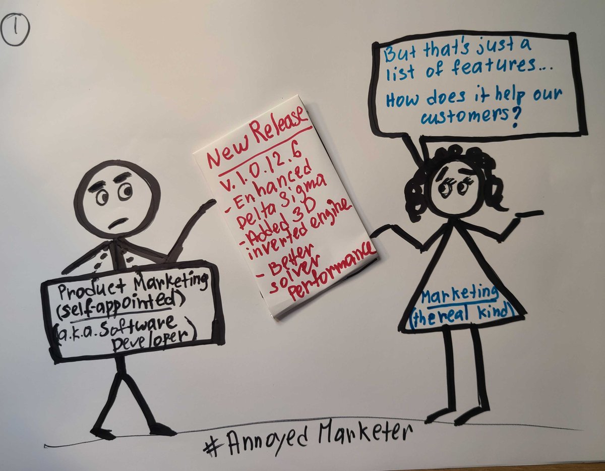 MVPetrova's tweet photo. For the record, I love #softwaredevelopers ! They make the world go around.  I even used to be one.

But just as #marketers should not give tips on writing #code,  developers have no business self-appointing to be #marketers w/o training in marketing strategy. #AnnoyedMarketer https://t.co/CpgoPIby11