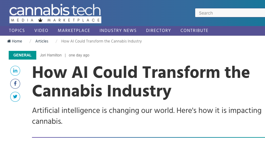Check out @hamiltonjori's article "How AI Could Transform the #Cannabis Industry" buff.ly/3yHbEXD in <a href="/cannabistechio/">Cannabis Tech</a>