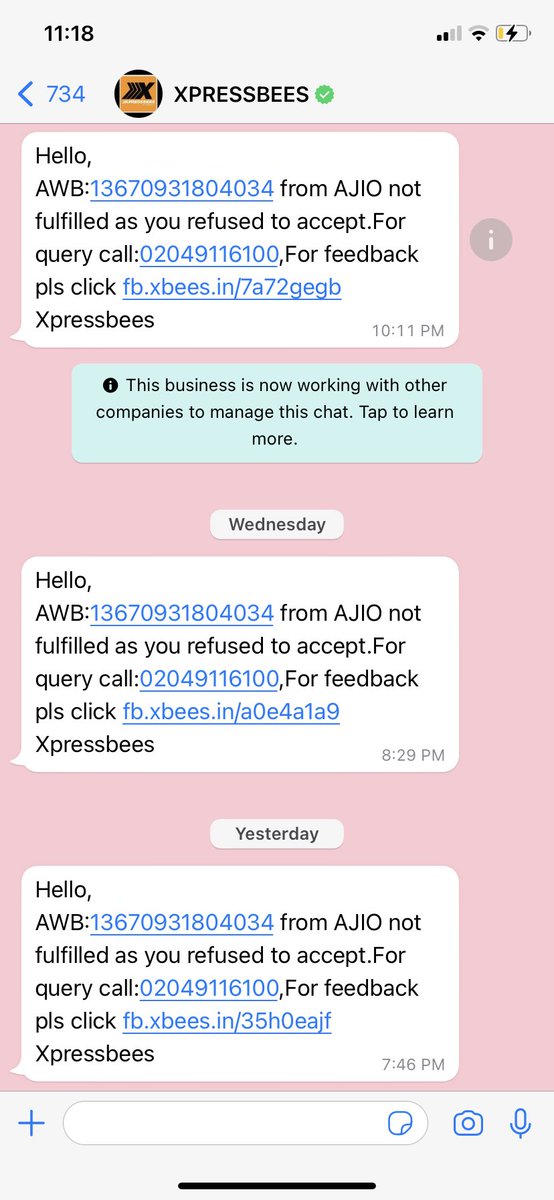 dollyparsh's tweet photo. @XpressBees_IN terrible service. My order is not even attempted delivery. 

Its a prepaid order. And for 4 consecutive days I have received this. And now the order is in Mumbai but RTO status. 

@AJIOLife  PLEASE change your delivery partner. I would rather shop from myntra https://t.co/XE1rm4s9Ly