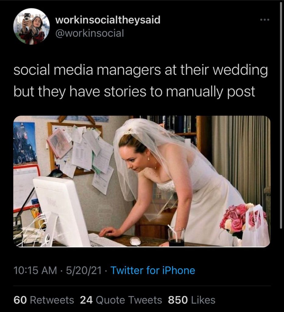 Our social media manager agrees. 🤣 
#socialmediamanager #socialmediamarketing #nodaysoff #TGIF #showsomeclout