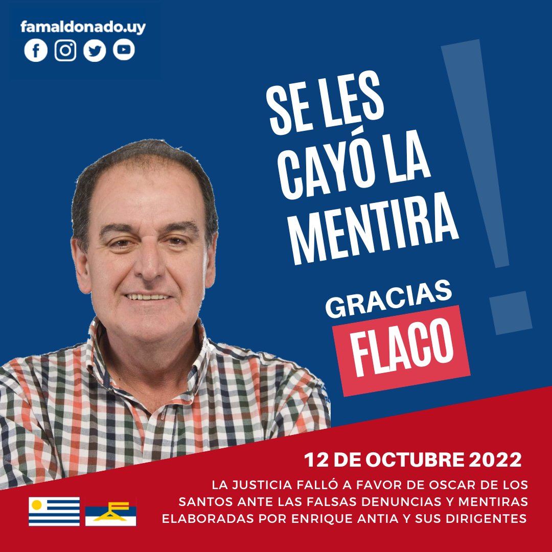 FAMaldonado_'s tweet photo. Saludamos a @OscarDeloSantos tras el fallo favorable de la justicia tras las falsas denuncias de Antía. 
Desde 2018 la Justicia archivó 3 de las causas por no contar con elementos necesarios. 12 de octubre archivó la última. https://t.co/GTD9vt2rjH