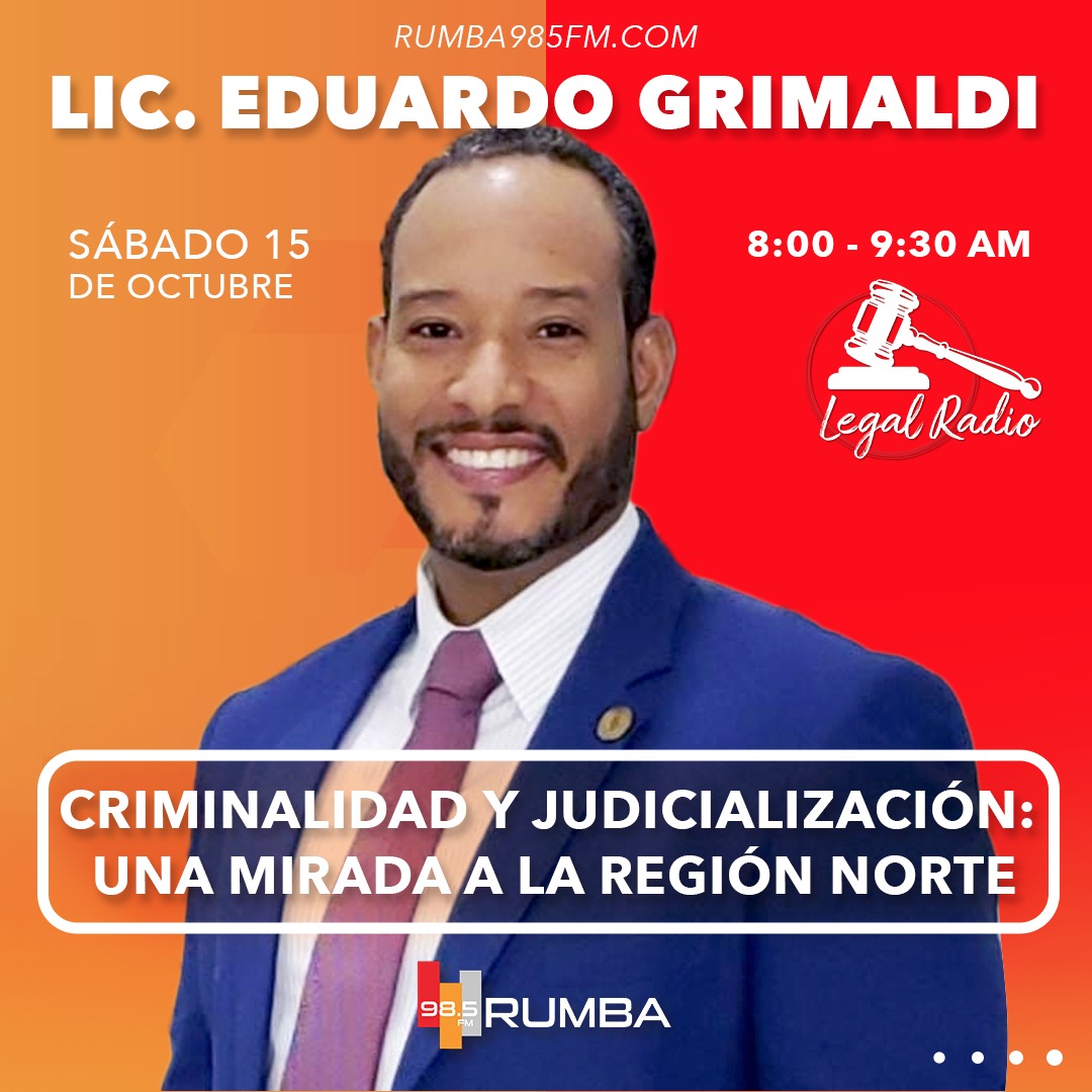 rumba_985fm's tweet photo. Este sábado en "Legal Radio" tendremos al Lic. Eduardo Grimaldi Ruiz, abogado y ex-fiscal, para conversar sobre "Criminalidad y judicialización: una mirada a la Región Norte"

Sintoniza por https://t.co/ssljkbWFKR a partir de las 8:00am 

#rumba985fm @rccmediard #LegalRadio https://t.co/6oaqEmJ68f