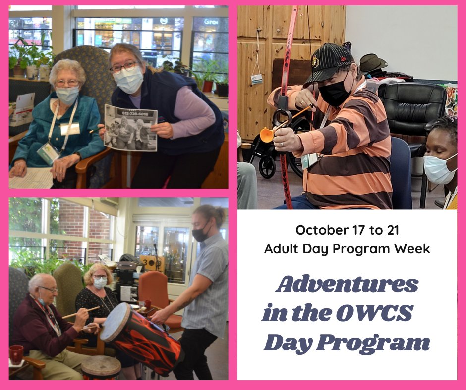 OttawaWestCS's tweet photo. It's Adult Day Program Week in Ontario! The last two years have been a wild ride for the Day Program with the reinvention of so many programs The Day Program provides socialization for clients & respite for caregivers. #csm2022 #owcsdp #standup4communitysupport https://t.co/YztYV01A64
