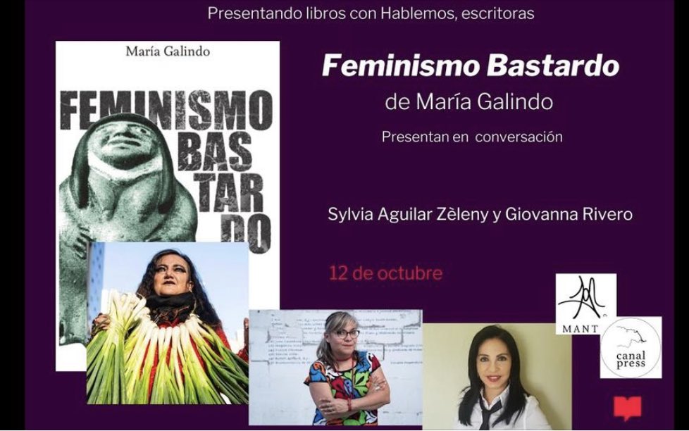 Adriana_HabEsc's tweet photo. Acá la presentación de Feminismo Bastardo de Maria Galindo! Magnífica conversación @giovannarivero1 con Sylvia Aguilar Zéleny @sylviruk . Homenaje al trabajo de esta autora y activista  @EditorialMantis @canal_press De venta en 🇺🇸 https://t.co/udzccaA2nA

https://t.co/2WEM0o72tc https://t.co/LoOdBrxIWz