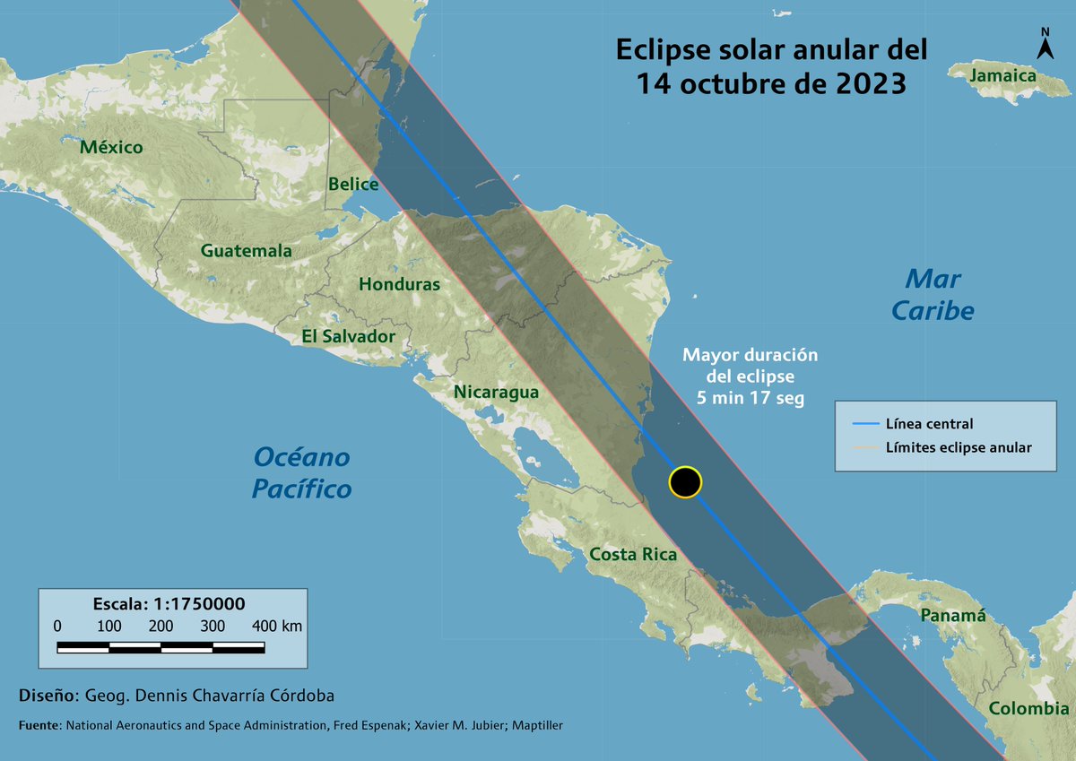dnschavarria's tweet photo. Eclipse solar anular de 14 octubre de 2023
En 2023 en América Central, Costa Rica y una gran parte del continente Americano, se observará un eclipse solar anular, en las siguientes ilustraciones se puede ver su trayectoria. #EclipseSolar #eclipseanular #eclipse2023 #CostaRica https://t.co/KL64byPc7N
