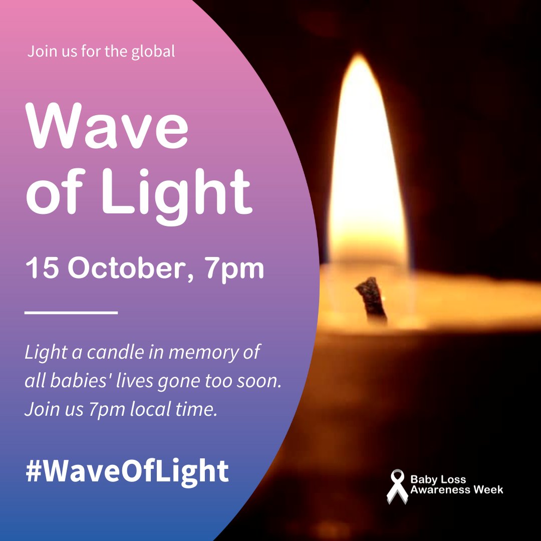 Tomorrow marks the final day of #BabyLossAwarenessWeek and the day of the global #WaveOfLight🕯️

Join us at 7pm tomorrow on Facebook for a live candle lighting: facebook.com/babylossweek

#BLAW #BLAW2022 #BabyLoss #PregnancyLoss