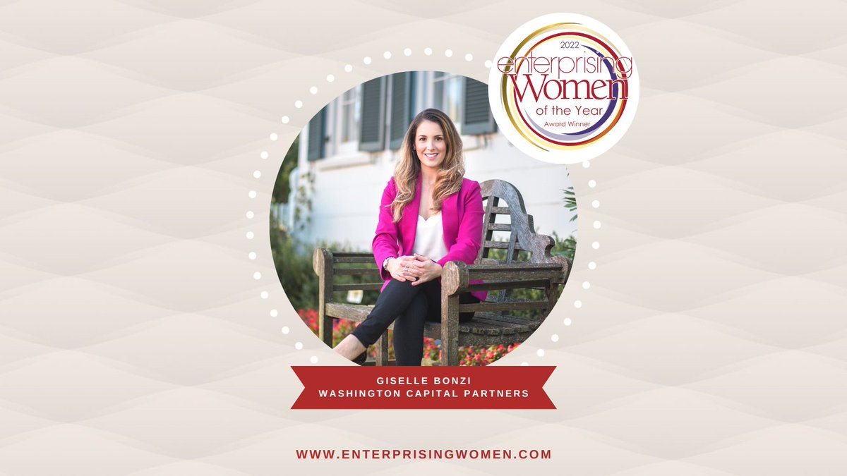 Congratulations to <a href="/GiselleBonzi/">Giselle Bonzi</a>, President of Washington Capital Partners on being named a 2022 Enterprising Women of the Year Award Winner!  enterprisingwomen.com

 #enterprisingwomen #ewawards2022 #GiselleBonzi #WashingtonCapitalPartners
