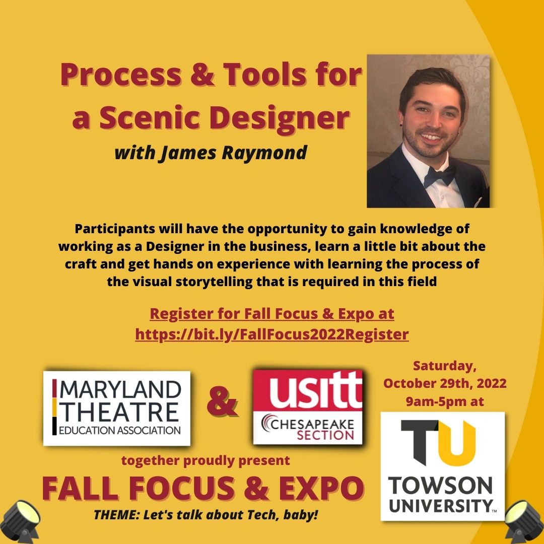 MdTheatreEd's tweet photo. Check out these amazing workshops @ Fall Focus &amp; Expo on October 29th.
FREE for members of either organization
MTEA or USITT Membership $25
Both Orgs Membership $45
USITT Student* Membership $5
Join today @ https://t.co/duIucEQkdG
then register for EXPO at https://t.co/Yg1OfFLl45 https://t.co/DcFwpIUBHv